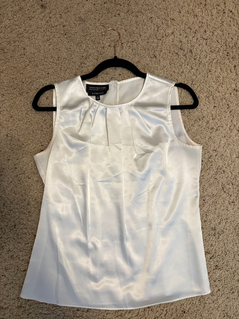Jones New York White Satin Sleeveless Top